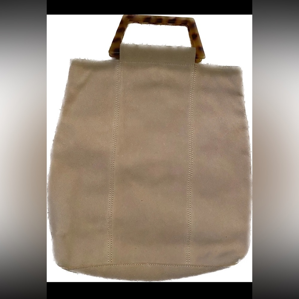 Old Navy Handbag Beige Leather Hand bag With Handles And Magnetic Clasp. New